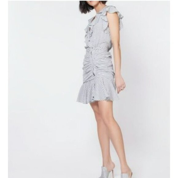 VERONICA BEARD Kai Striped Ruffle Dress Size 4 - Picture 3 of 8